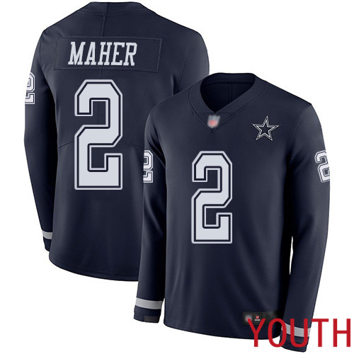 Youth Dallas Cowboys Limited Navy Blue Brett Maher #2 Therma Long Sleeve NFL Jersey->women nfl jersey->Women Jersey